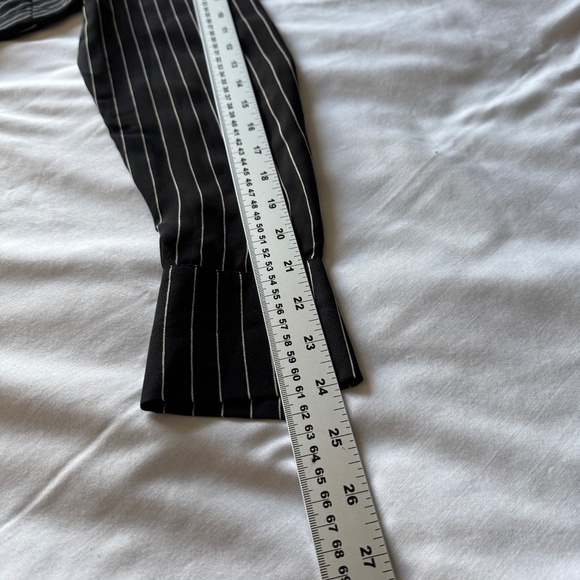 Fred David Women's Vintage Pinstripe‎ Sheer Satin Button Up Blouse Black Medium - Picture 11 of 14